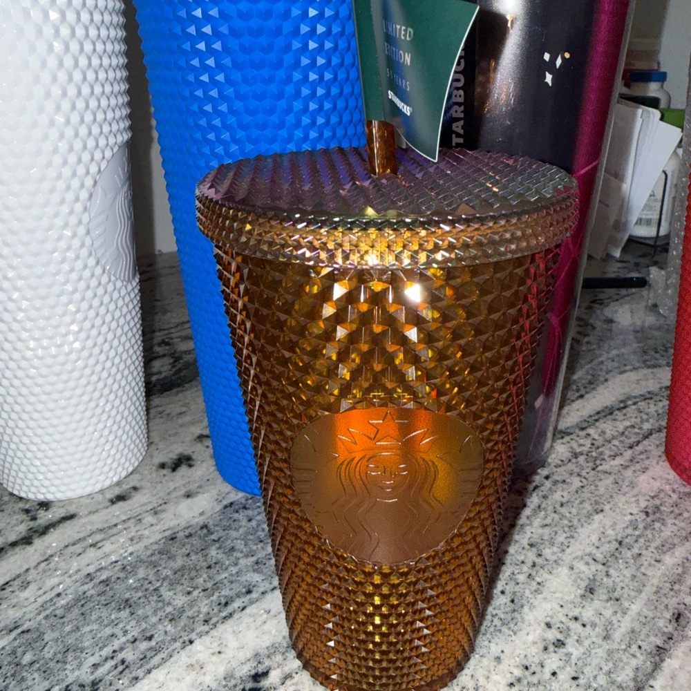 Starbucks 50th anniversary honeycomb Gold Textured Tumbler